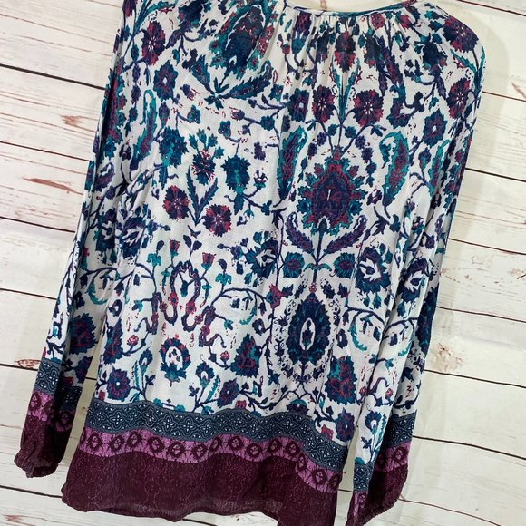 Lucky Brand Floral Graphic Print Long Sleeve Pullover Tunic NWOT Women's Medium - Picture 11 of 13